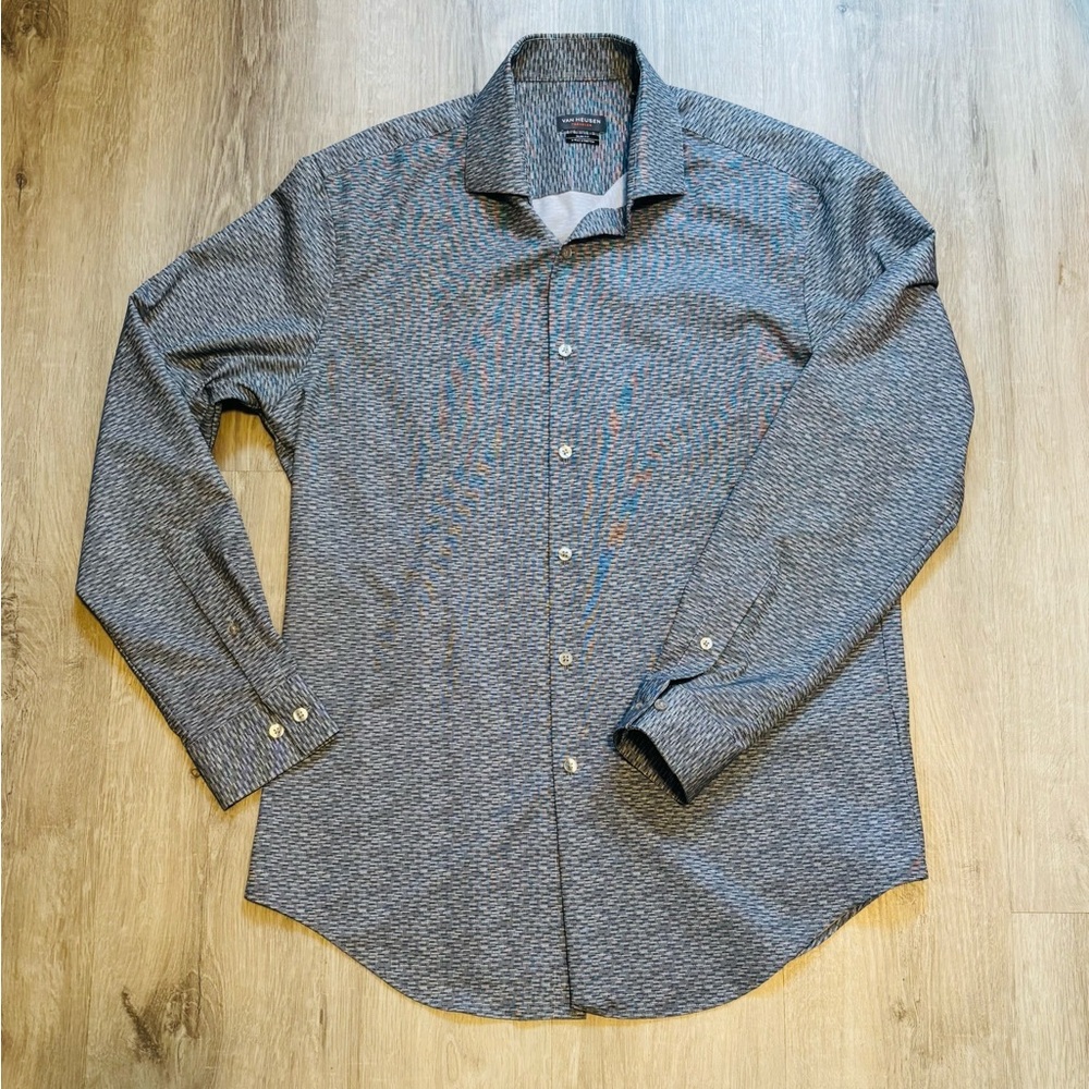 Men’s Van Heusen Gray Slim Fit Stretch Dress Button Up Shirt M